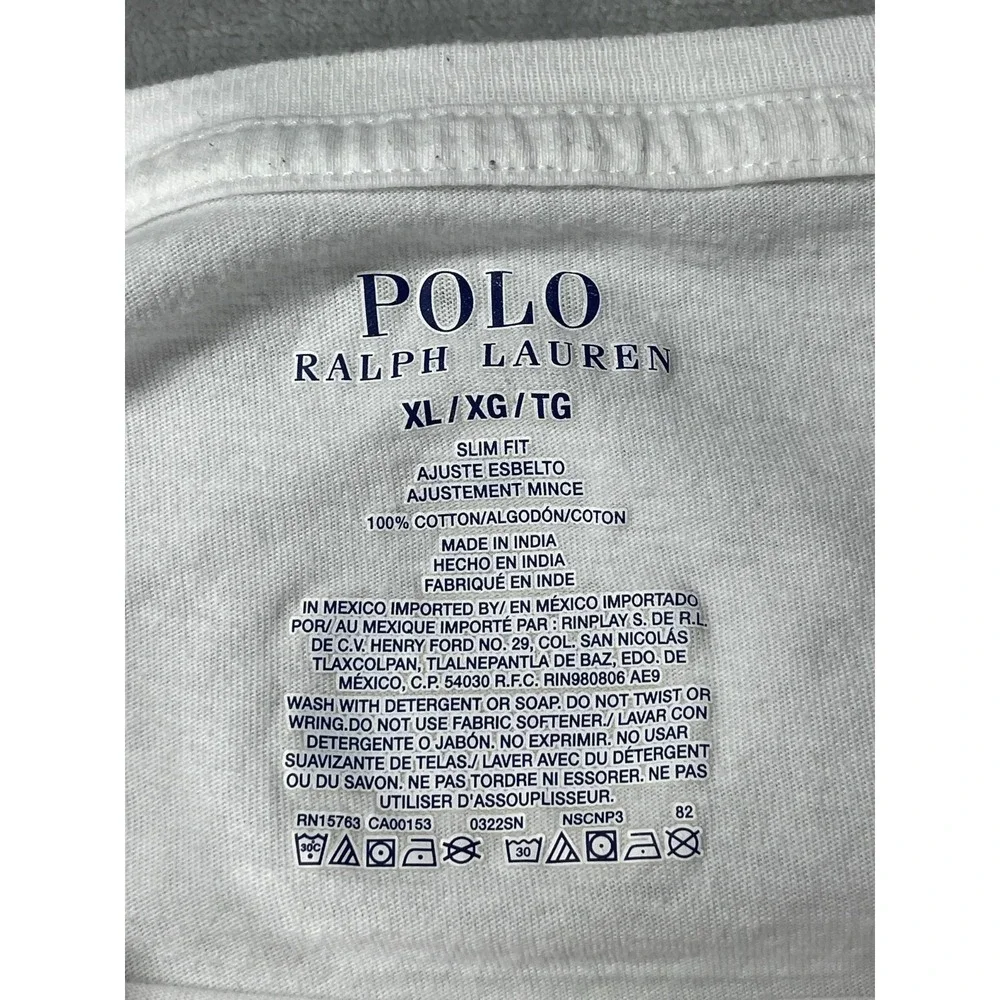 Polo Ralph Lauren T Shirt Men XL White Slim Fit Pony Logo Short Sleeve Cotton